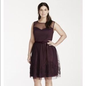 Eliza J Plum Sweetheart Neck Dress W/ Satin Sash size L